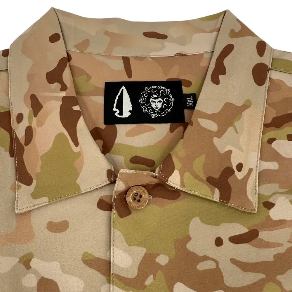NEW Tachuntfish Men's The Mojito Tropentarn Camo Button Down Shirt Tan/Brown XXL